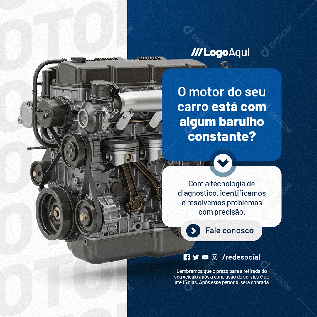 Oficina Mecânica Fale Conosco Social Media PSD Editável