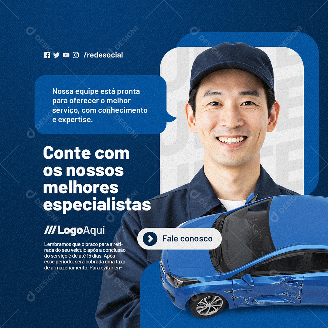 Oficina Mecânica Conte Com os Nossos Melhores Especialistas Social Media PSD Editável