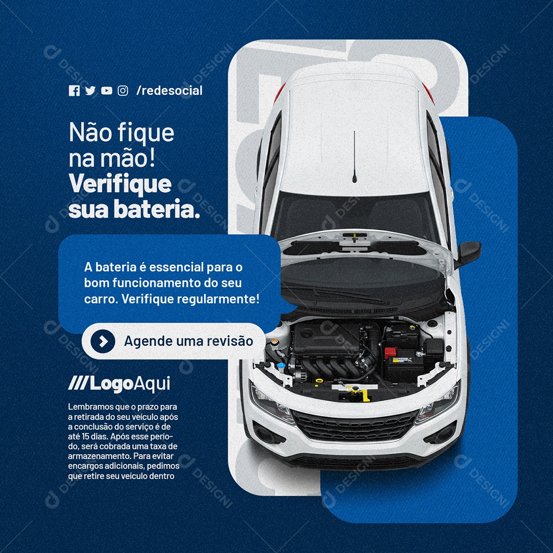 Oficina Mecânica Não Fique na Mão Social Media PSD Editável