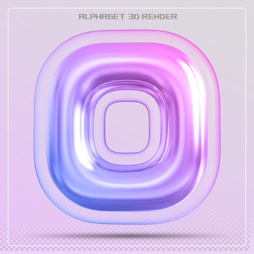 Elemento 3D Letra O Colorida Para Composição PSD