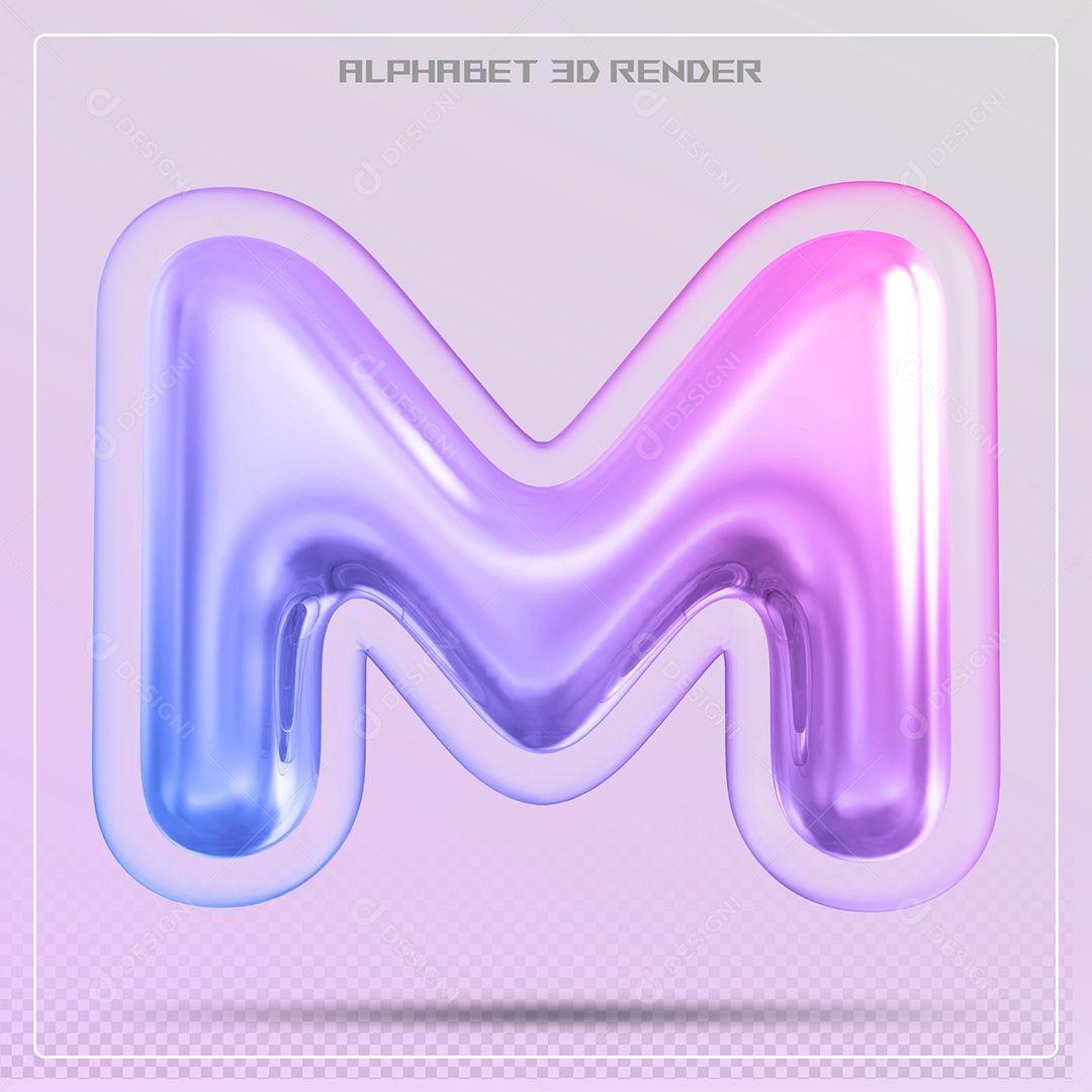 Elemento 3D Letra M Colorida Para Composição PSD