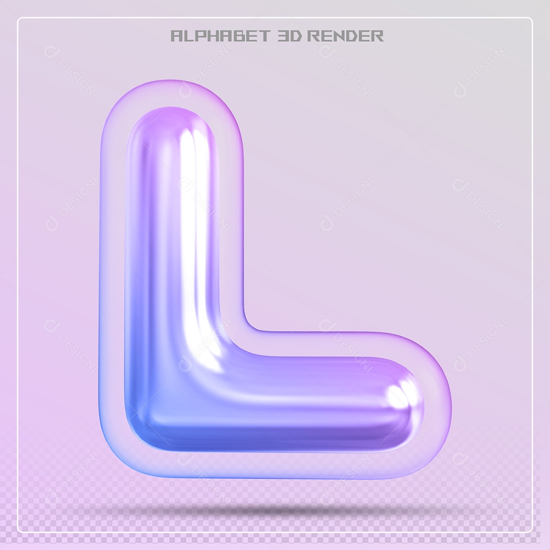 Elemento 3D Letra L Colorida Para Composição PSD