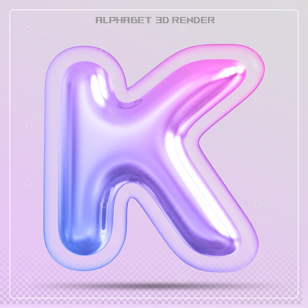 Elemento 3D Letra K Colorida Para Composição PSD