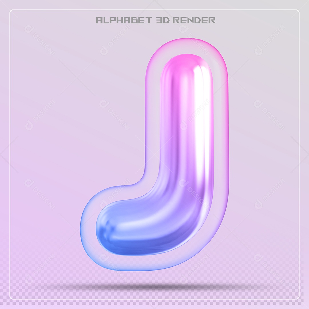 Elemento 3D Letra J Colorida Para Composição PSD