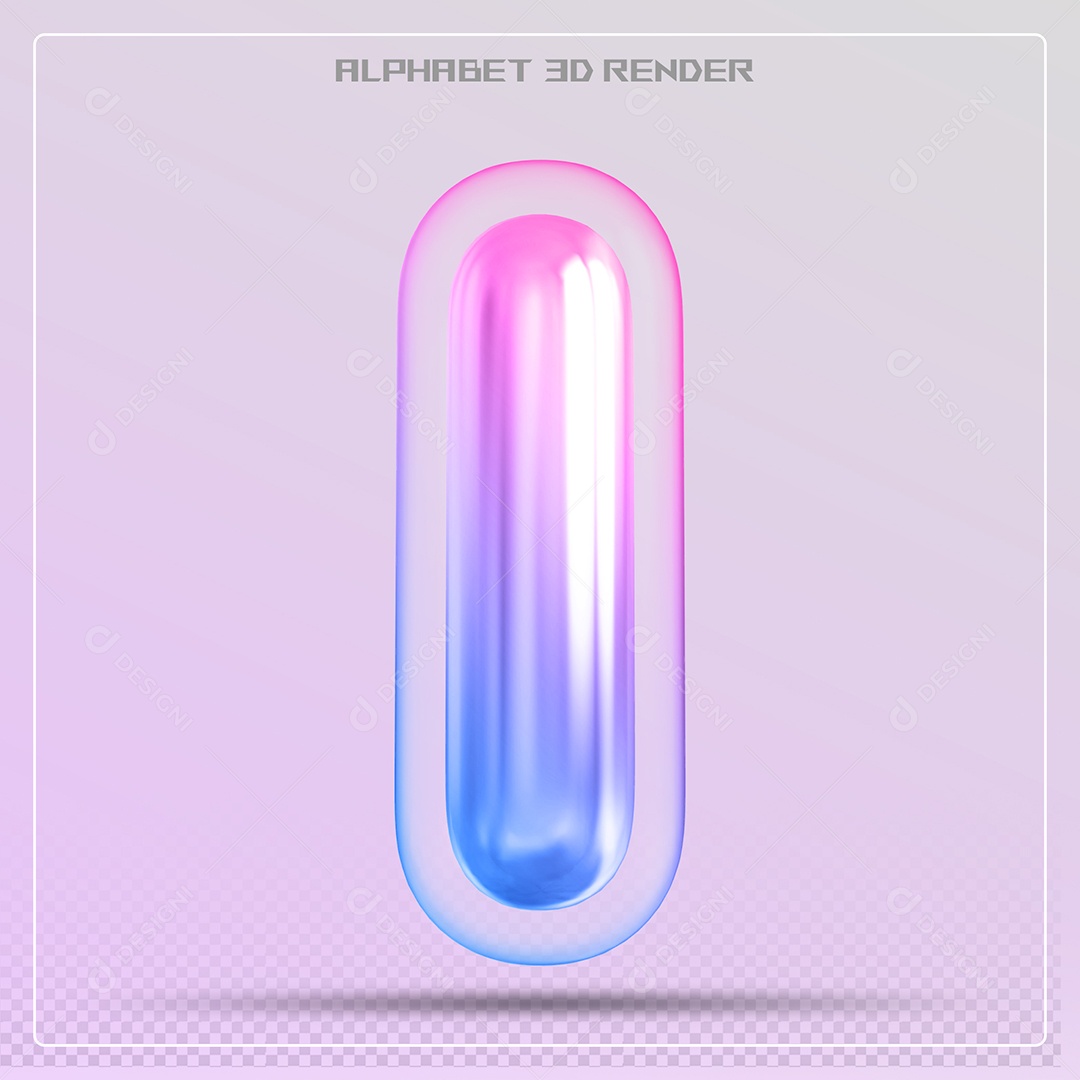 Elemento 3D Letra I Colorida Para Composição PSD