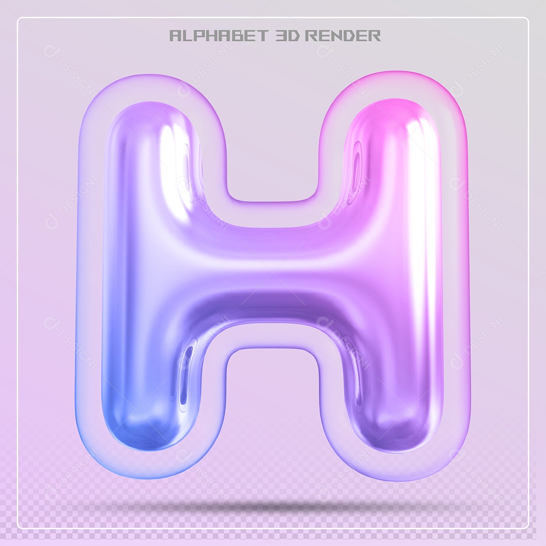 Elemento 3D Letra H Colorida Para Composição PSD