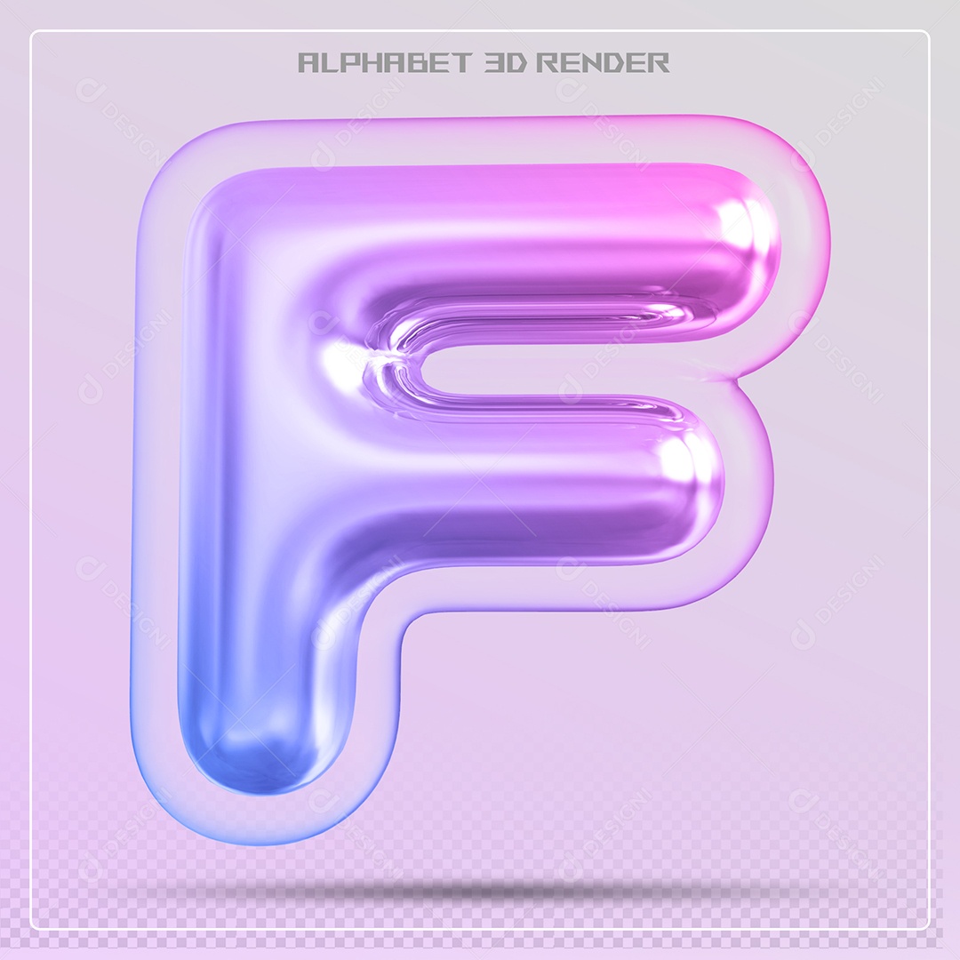 Elemento 3D Letra F Colorida Para Composição PSD