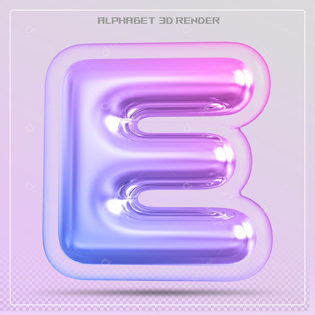 Elemento 3D Letra E Colorida Para Composição PSD