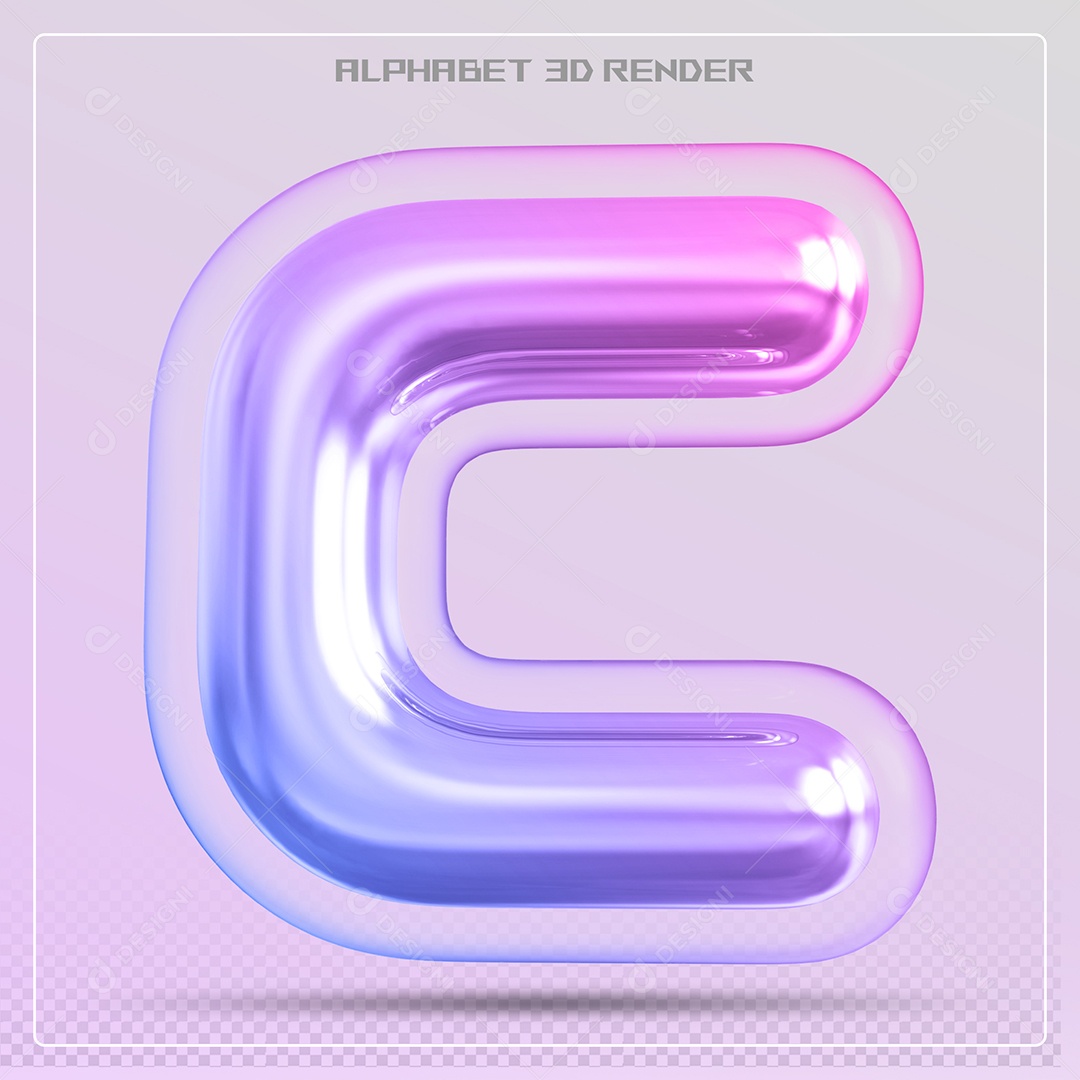 Elemento 3D Letra C Colorida Para Composição PSD