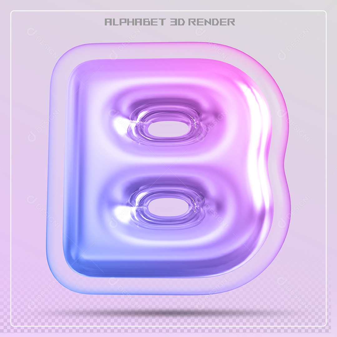 Elemento 3D Letra B Colorida Para Composição PSD