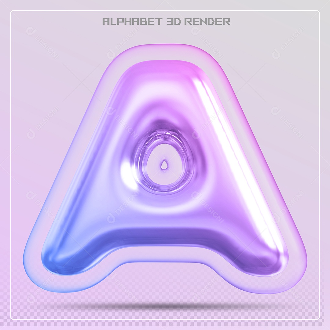 Elemento 3D Letra A Colorida Para Composição PSD