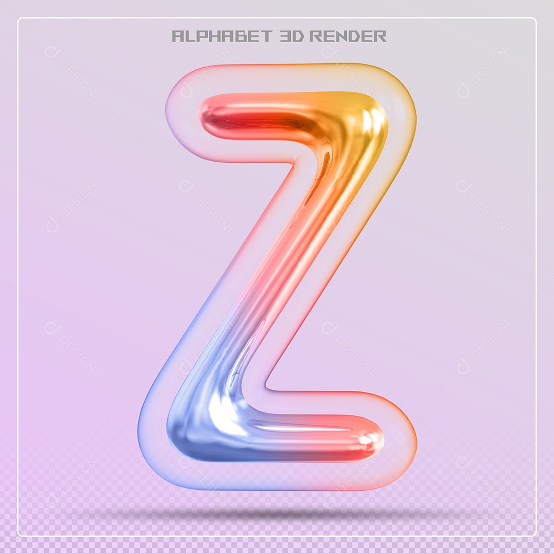 Elemento 3D Letra Z Colorida Para Composição PSD