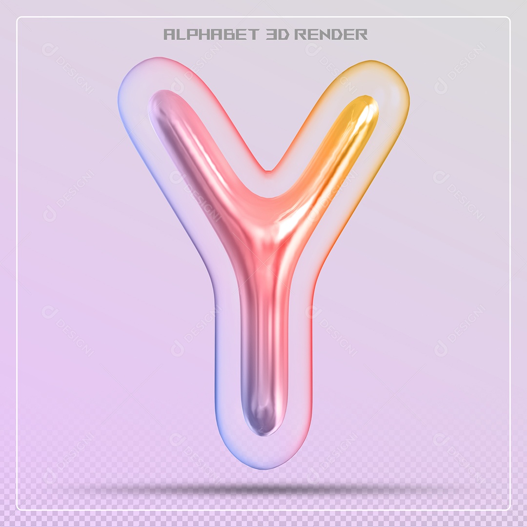 Elemento 3D Letra Y Colorida Para Composição PSD
