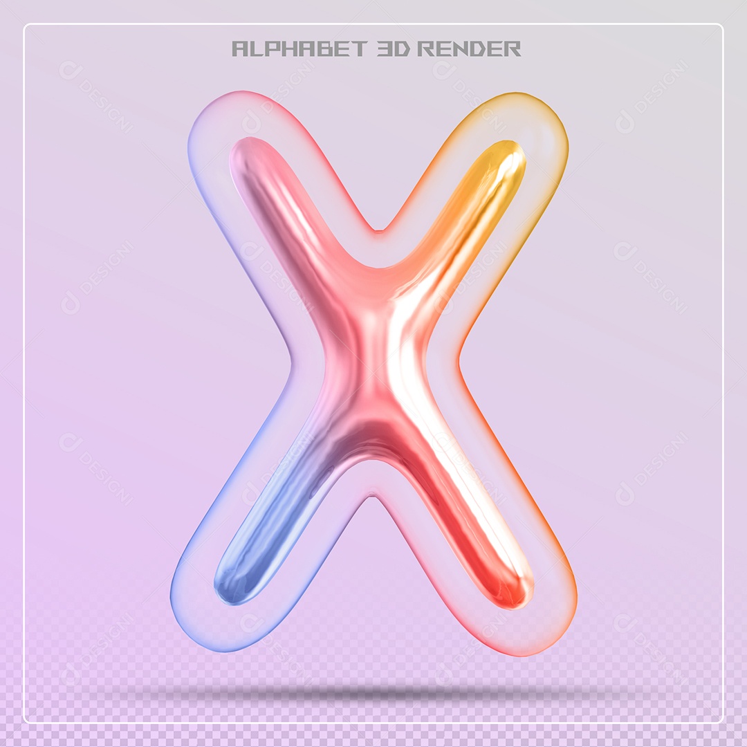 Elemento 3D Letra X Colorida Para Composição PSD