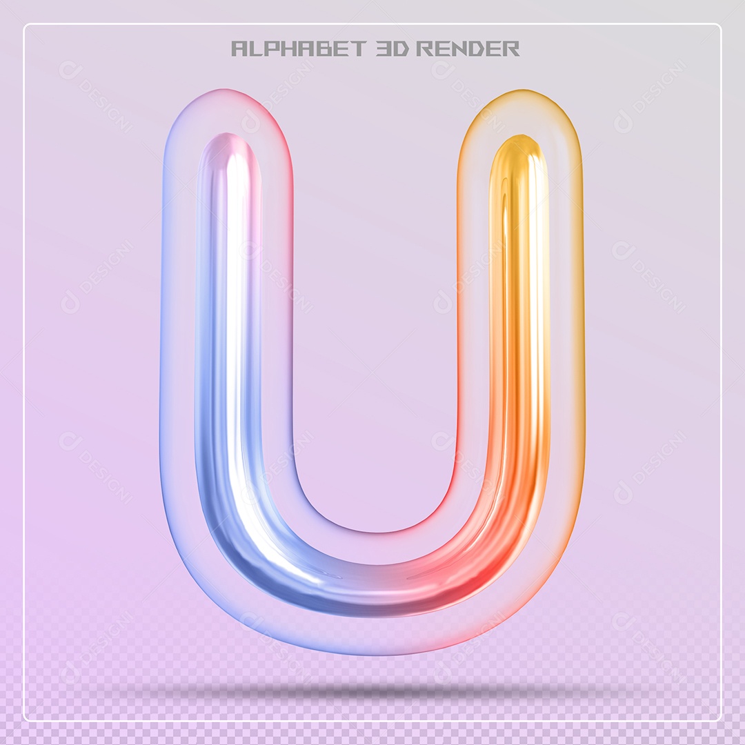Elemento 3D Letra U Colorida Para Composição PSD