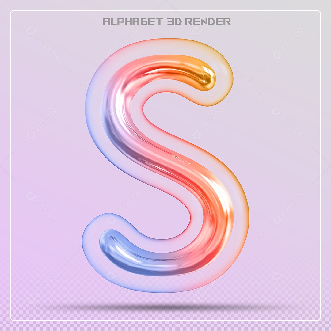 Elemento 3D Letra S Colorida Para Composição PSD