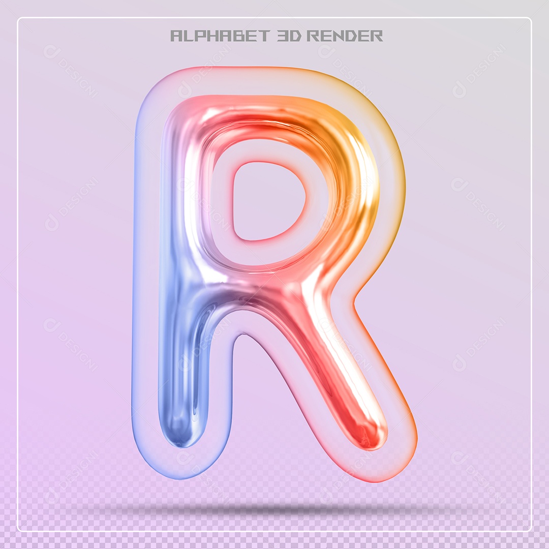 Elemento 3D Letra R Colorida Para Composição PSD