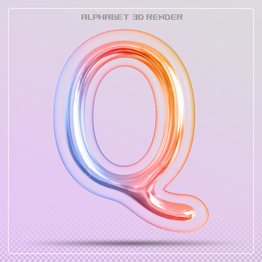 Elemento 3D Letra Q Colorida Para Composição PSD