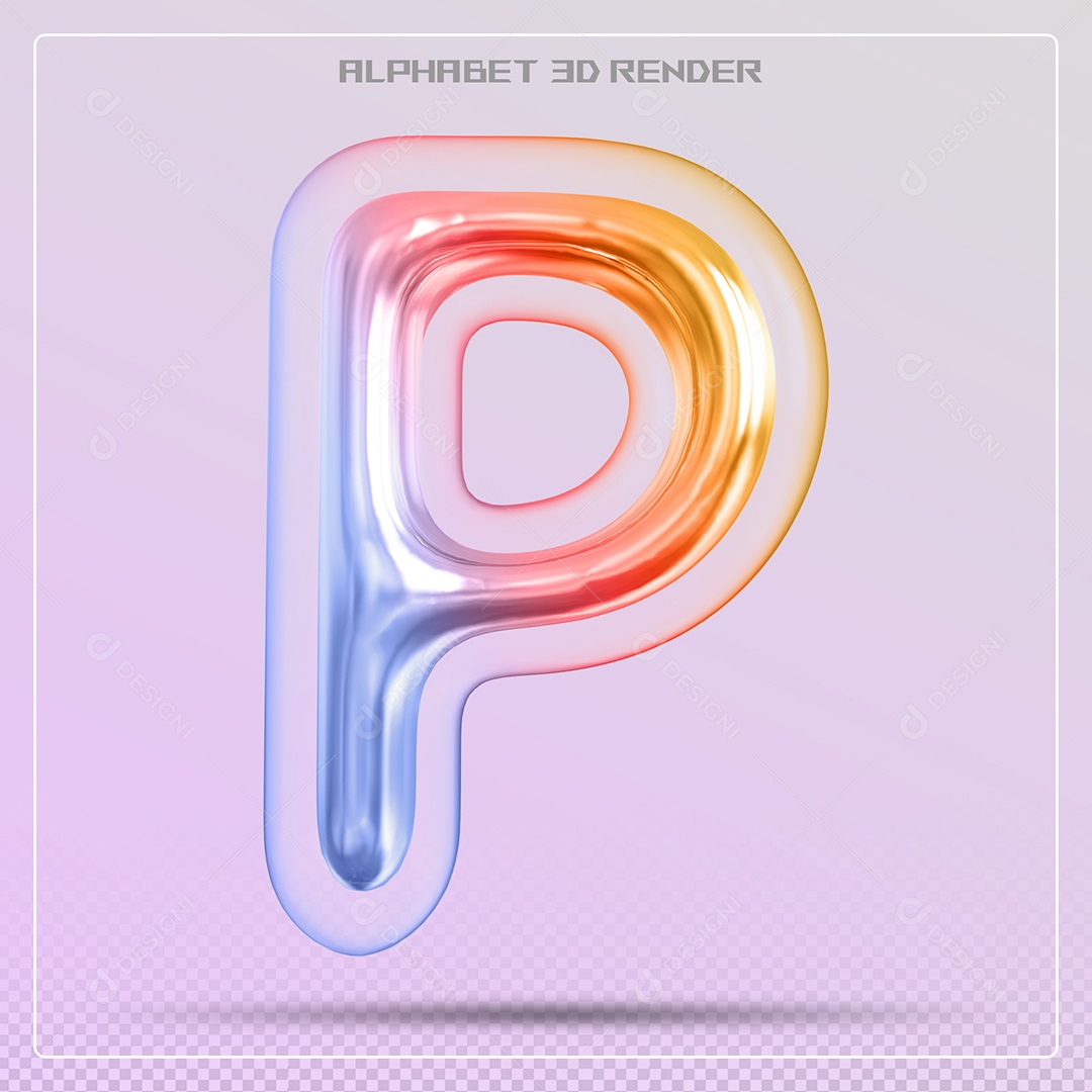 Elemento 3D Letra P Colorida Para Composição PSD