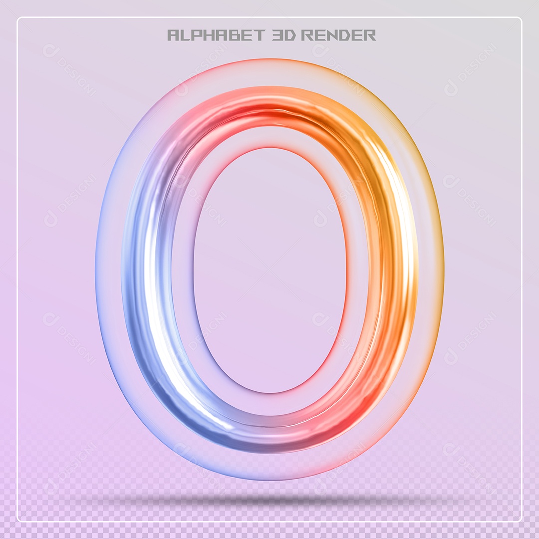 Elemento 3D Letra O Colorida Para Composição PSD