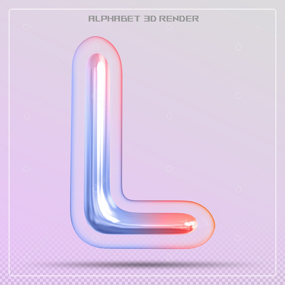 Elemento 3D Letra L Colorida Para Composição PSD