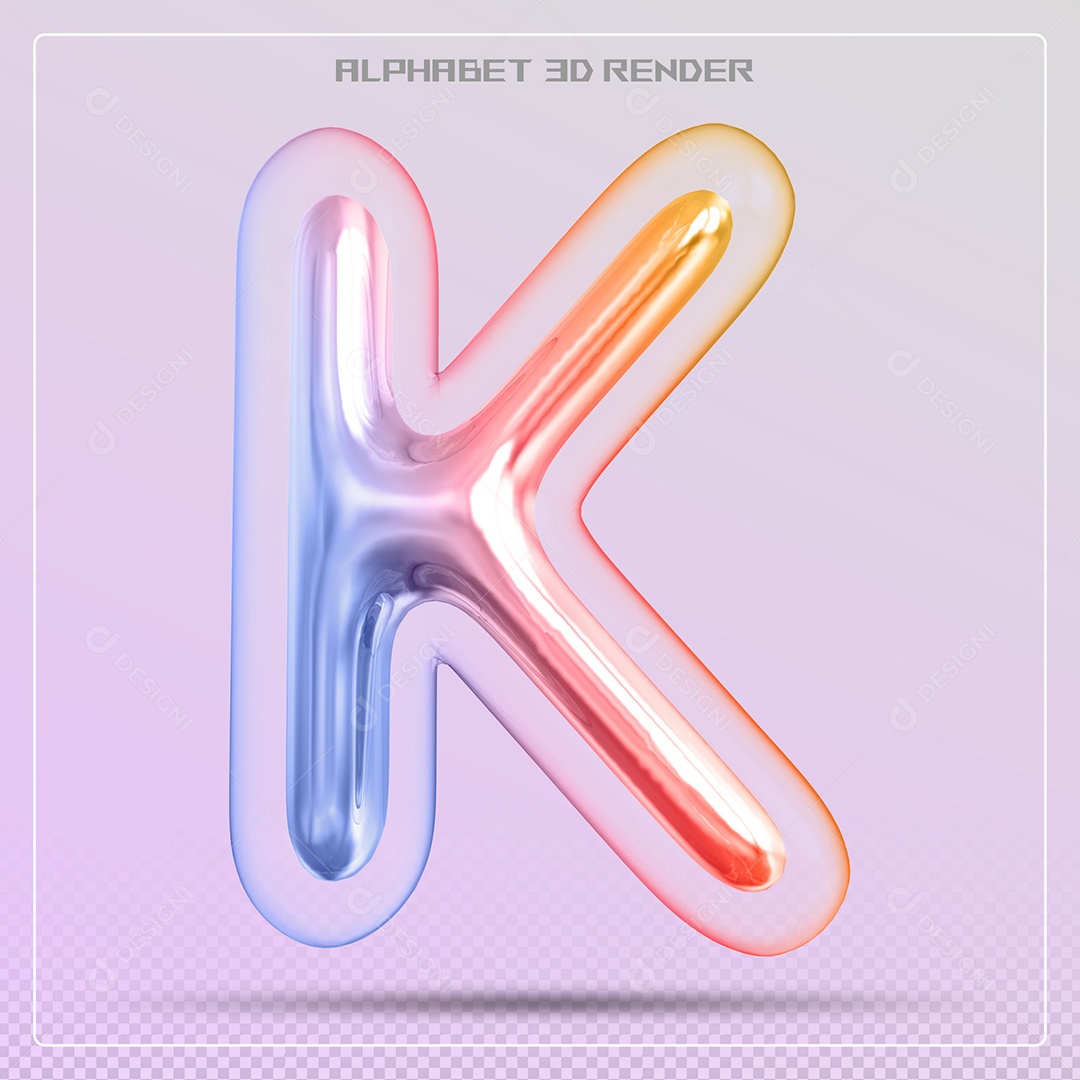 Elemento 3D Letra K Colorida Para Composição PSD