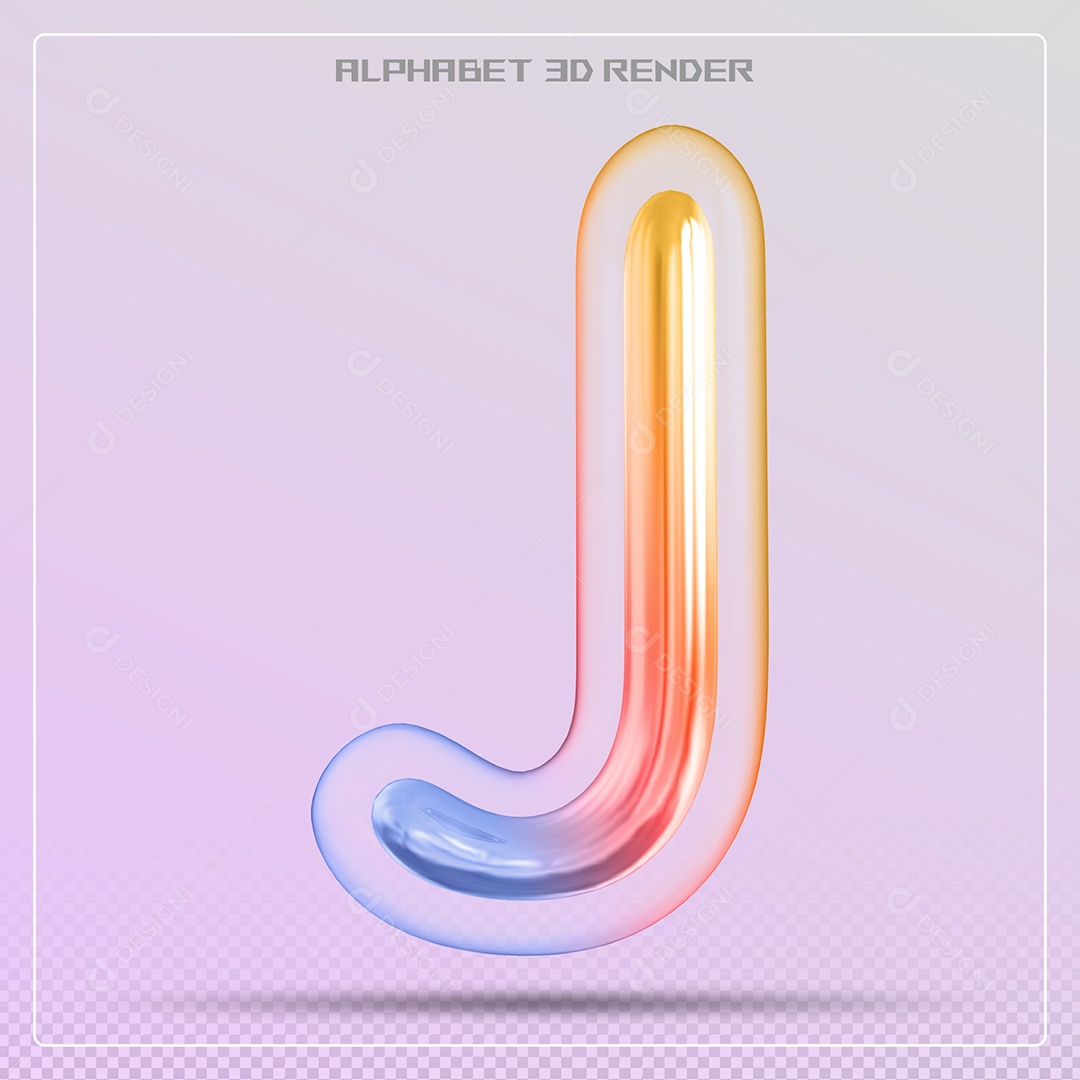 Elemento 3D Letra J Colorida Para Composição PSD
