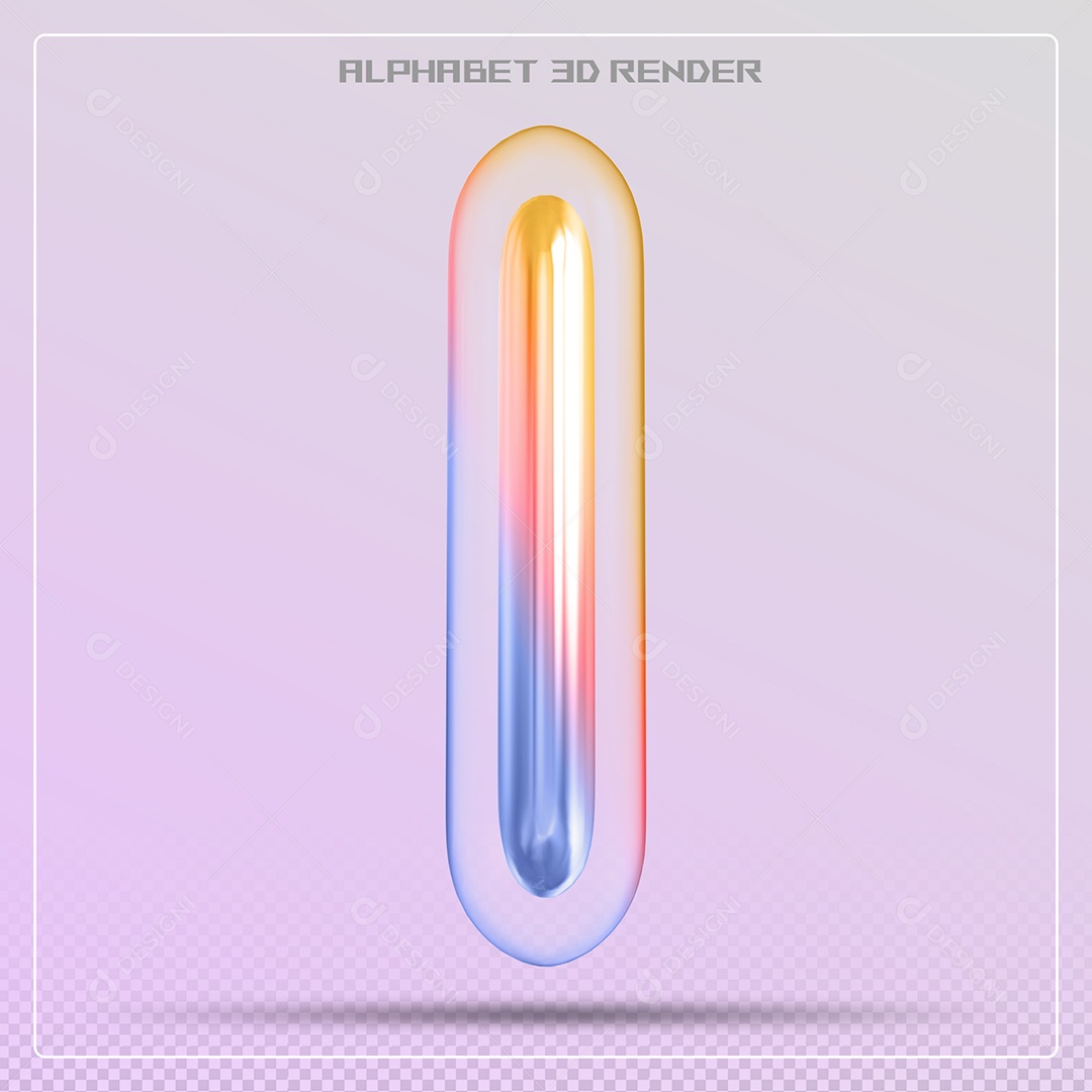 Elemento 3D Letra I Colorida Para Composição PSD