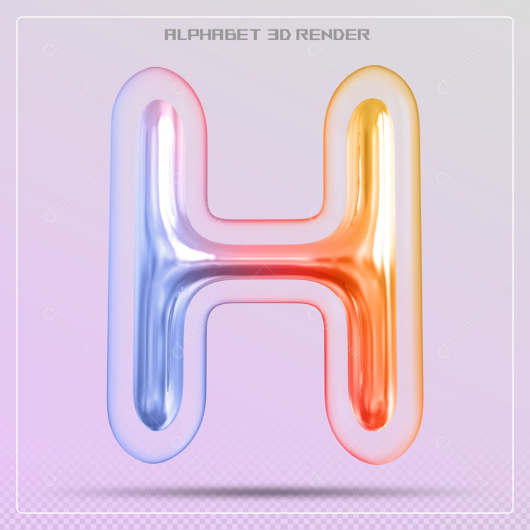 Elemento 3D Letra H Colorida Para Composição PSD