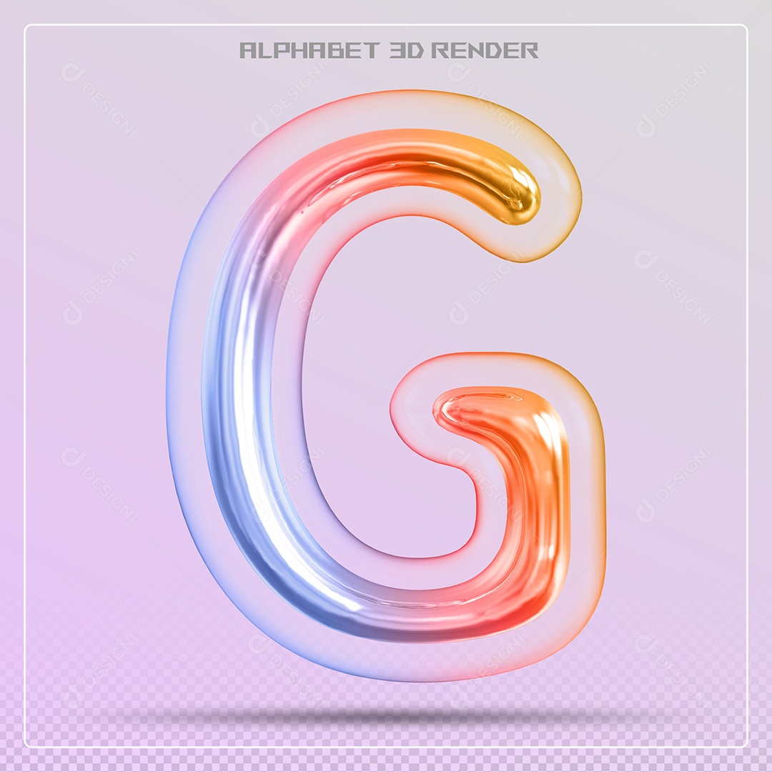 Elemento 3D Letra G Colorida Para Composição PSD
