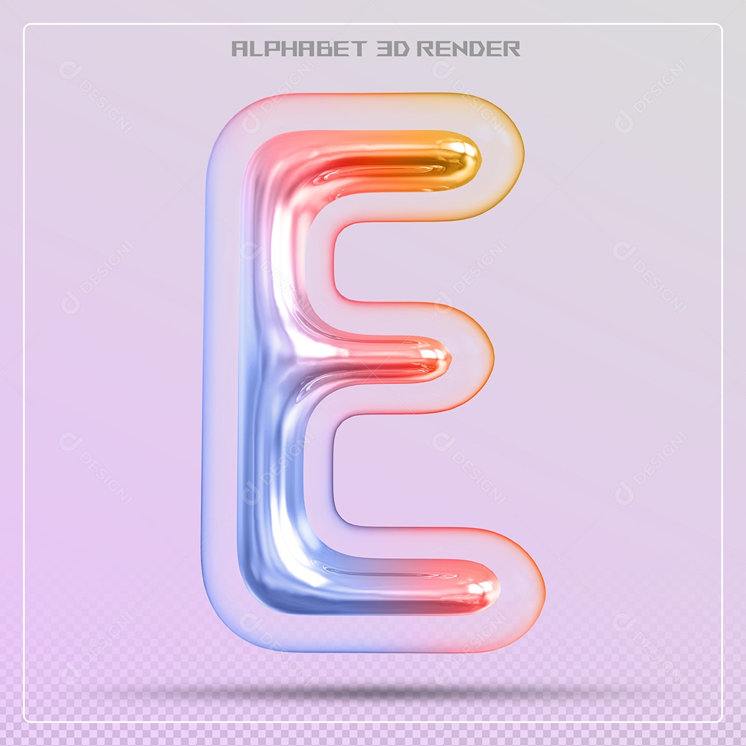Elemento 3D Letra E Colorida Para Composição PSD