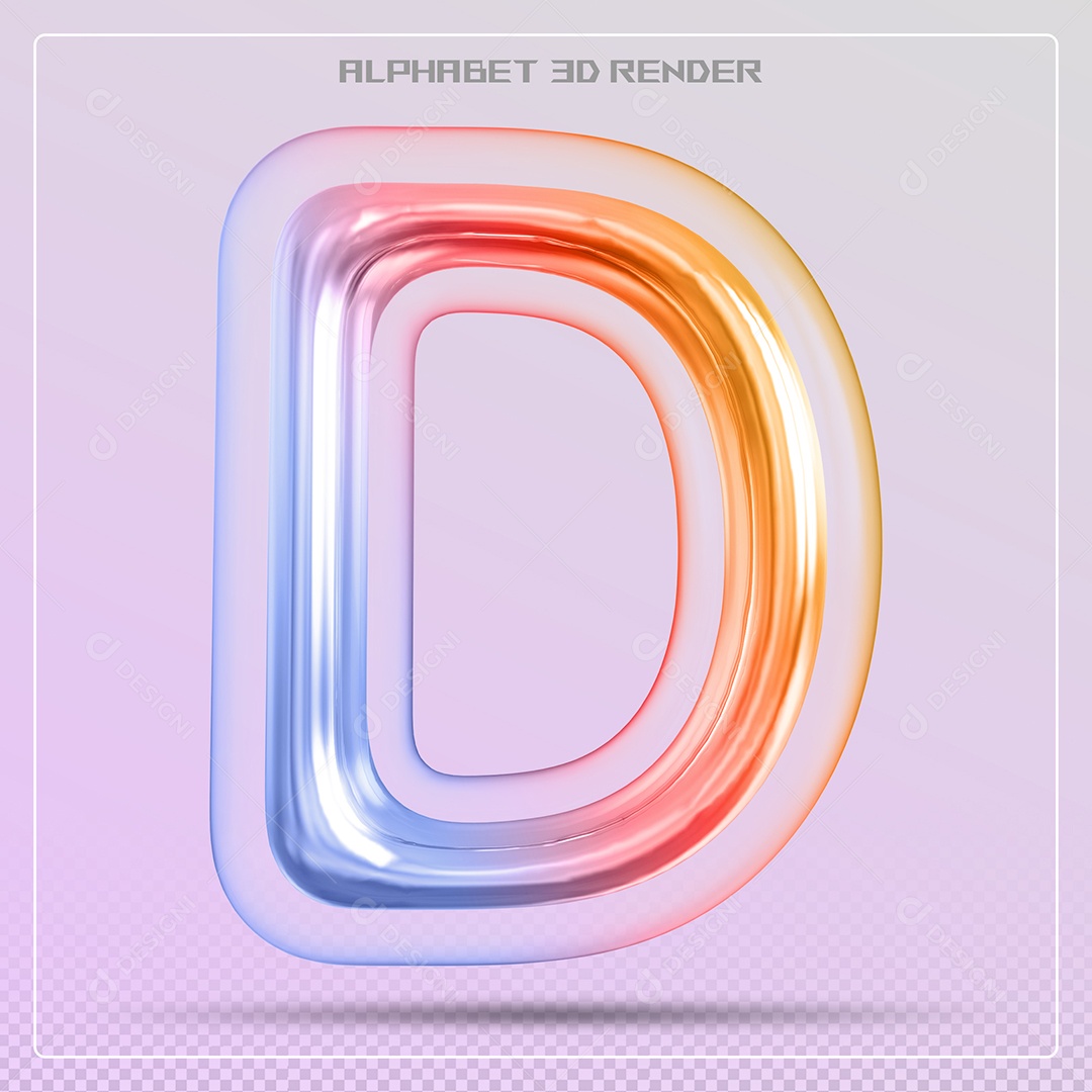 Elemento 3D Letra D Colorida Para Composição PSD