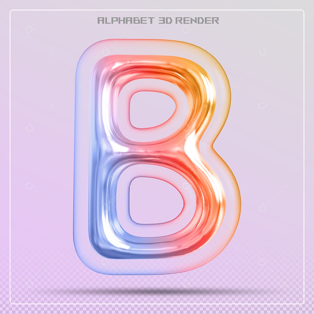 Elemento 3D Letra B Colorida Para Composição PSD