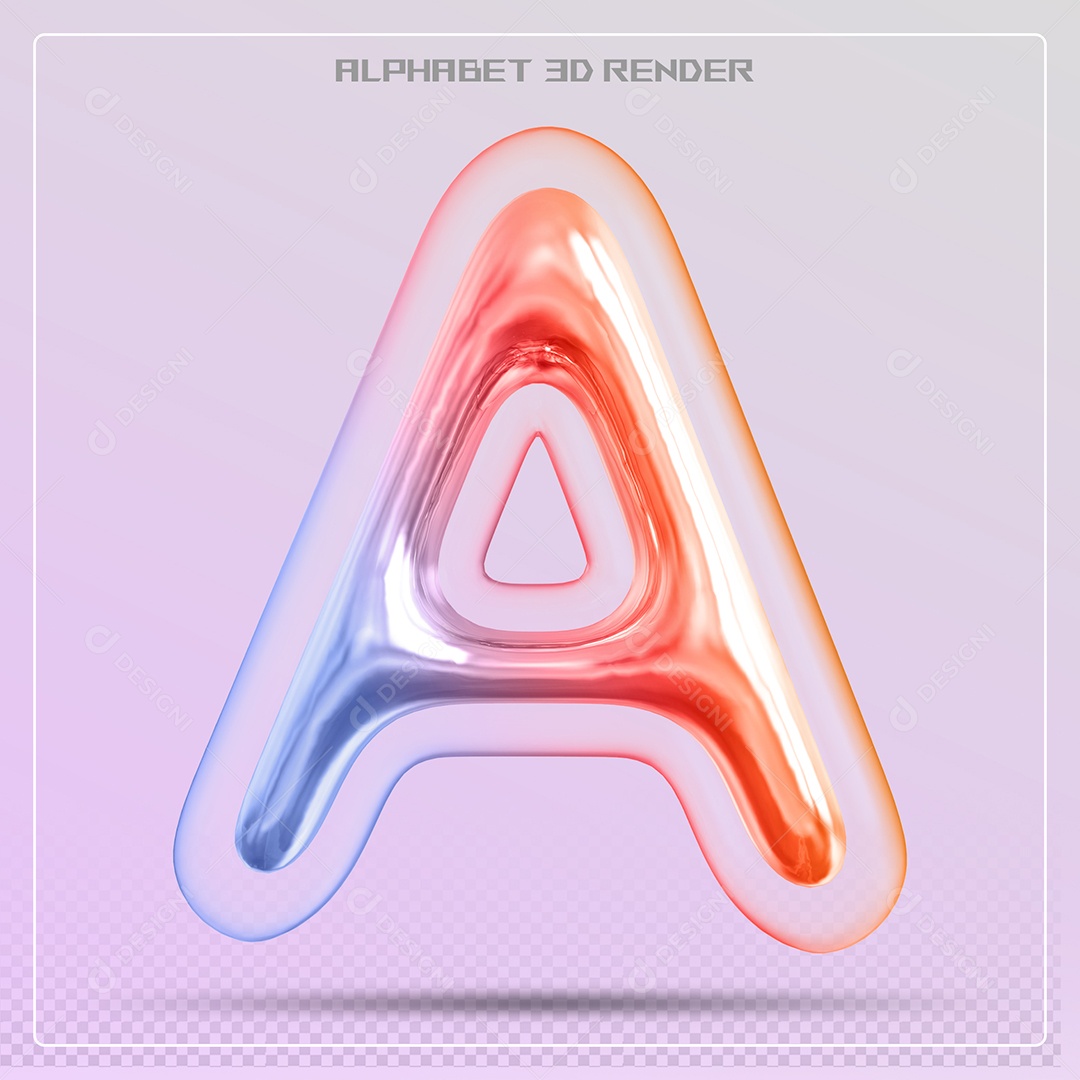 Elemento 3D Letra A Colorida Para Composição PSD