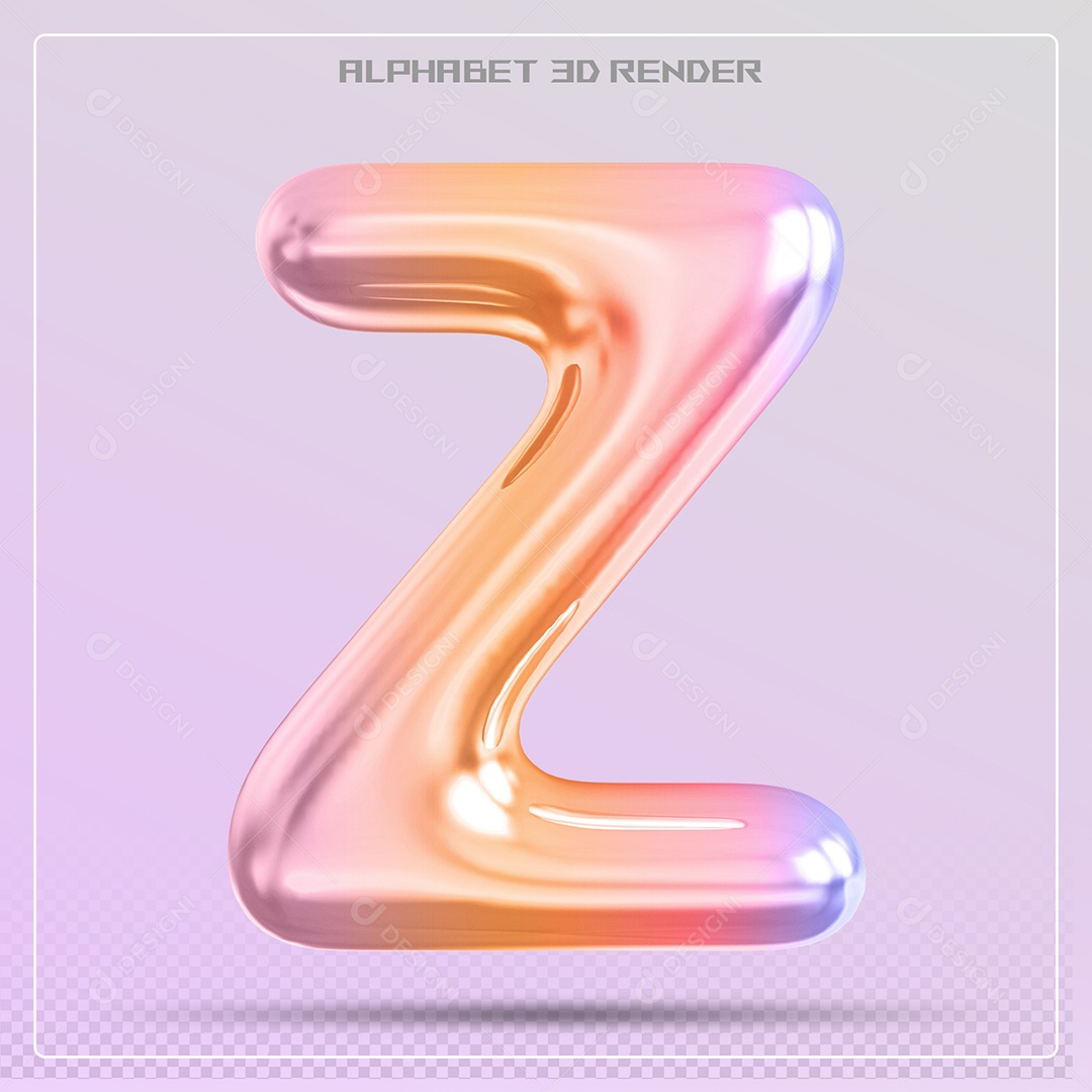 Elemento 3D Letra Z Colorida Para Composição PSD