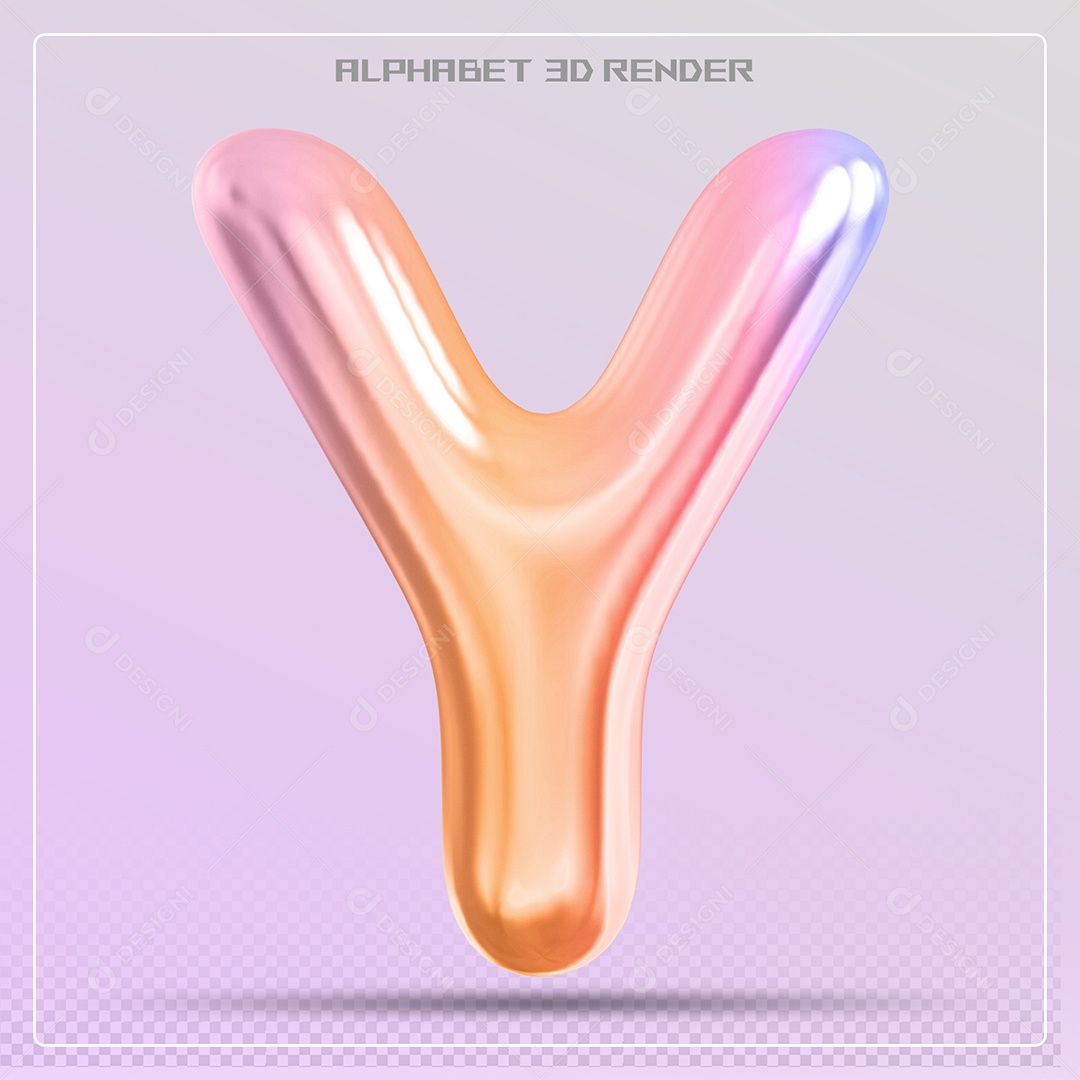 Elemento 3D Letra Y Colorida Para Composição PSD