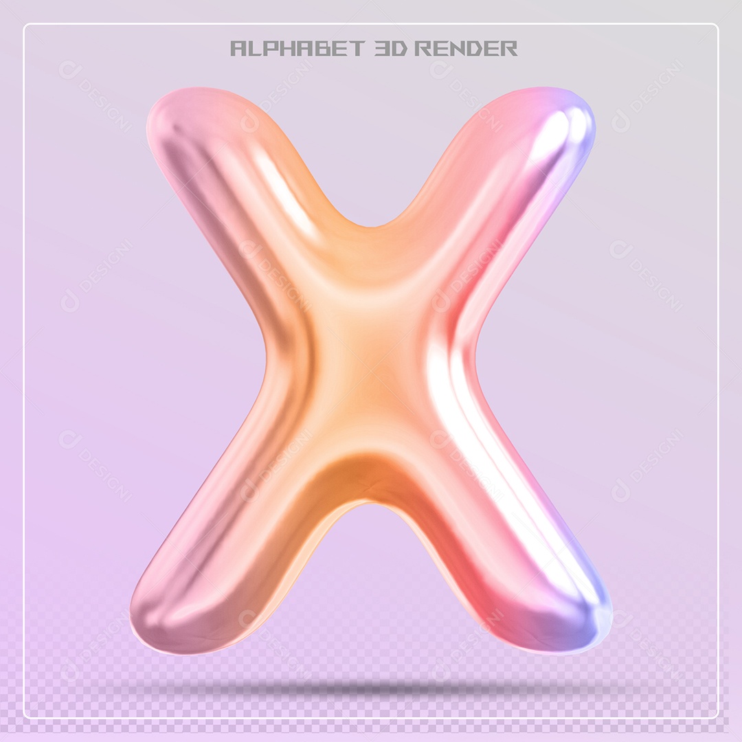 Elemento 3D Letra X Colorida Para Composição PSD