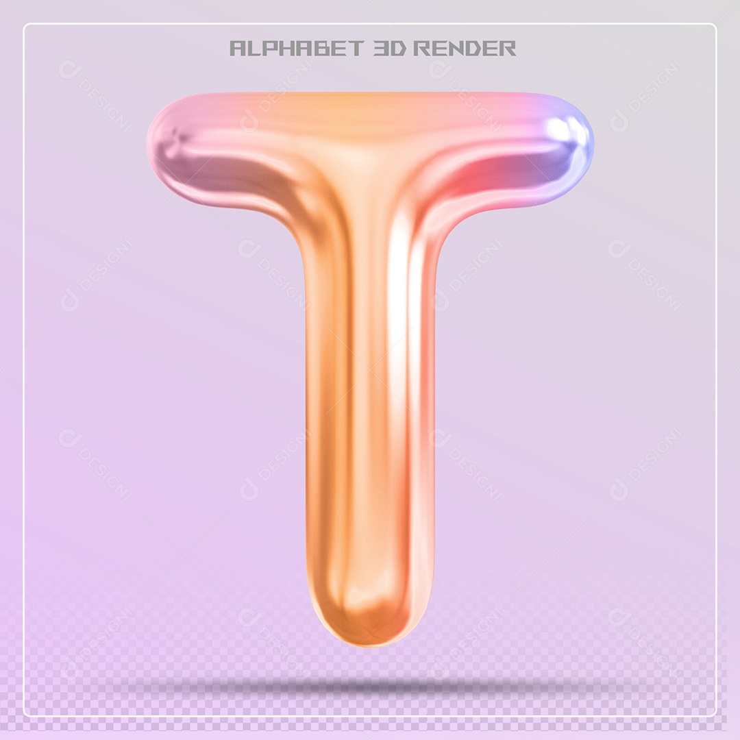 Elemento 3D Letra T Colorida Para Composição PSD