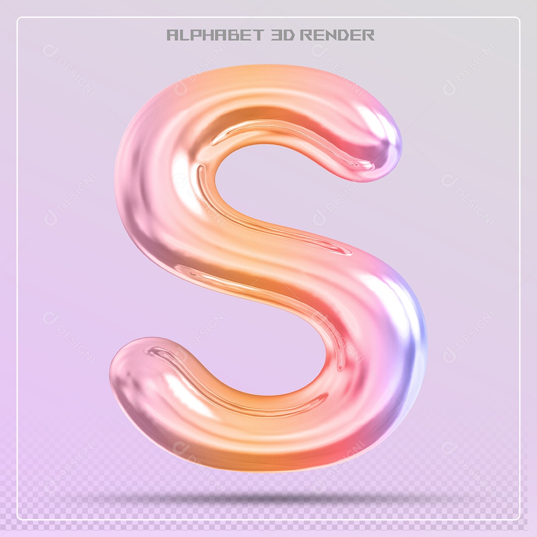 Elemento 3D Letra S Colorida Para Composição PSD