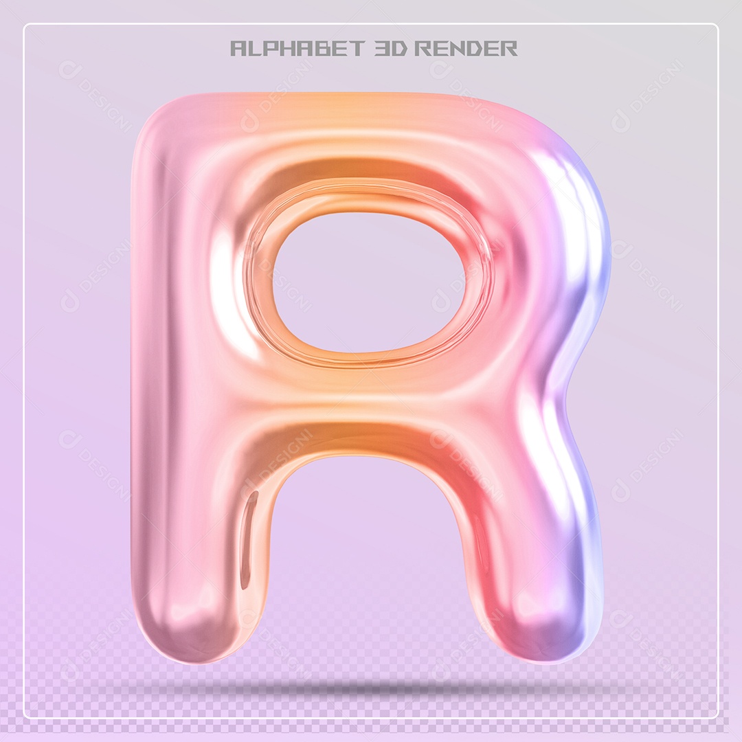 Elemento 3D Letra R Colorida Para Composição PSD