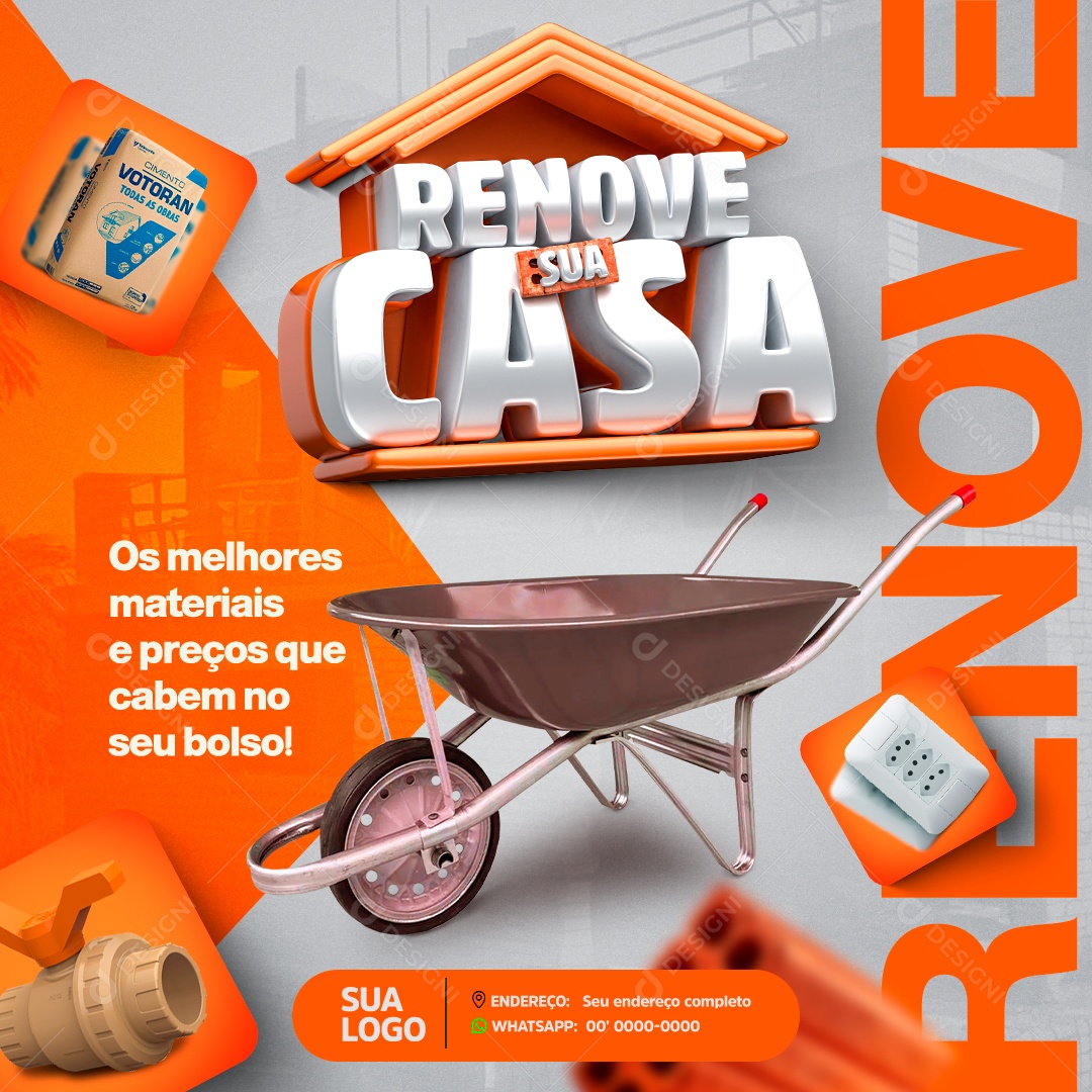 Construtora Renove Sua Casa Social Media PSD Editável