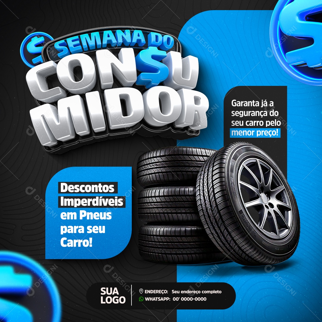 Semana do Consumidor Descontos Imperdiveis Social Media PSD Editável