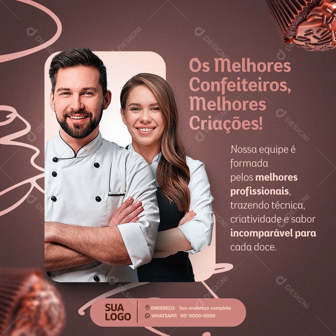 Confeitaria Os Melhors Confeiteiteiros Melhores Criações Social Media PSD Editável