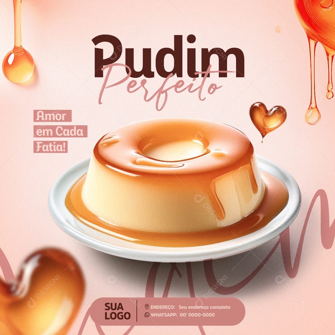 Confeitaria Pudim Perfeito Social Media PSD Editável