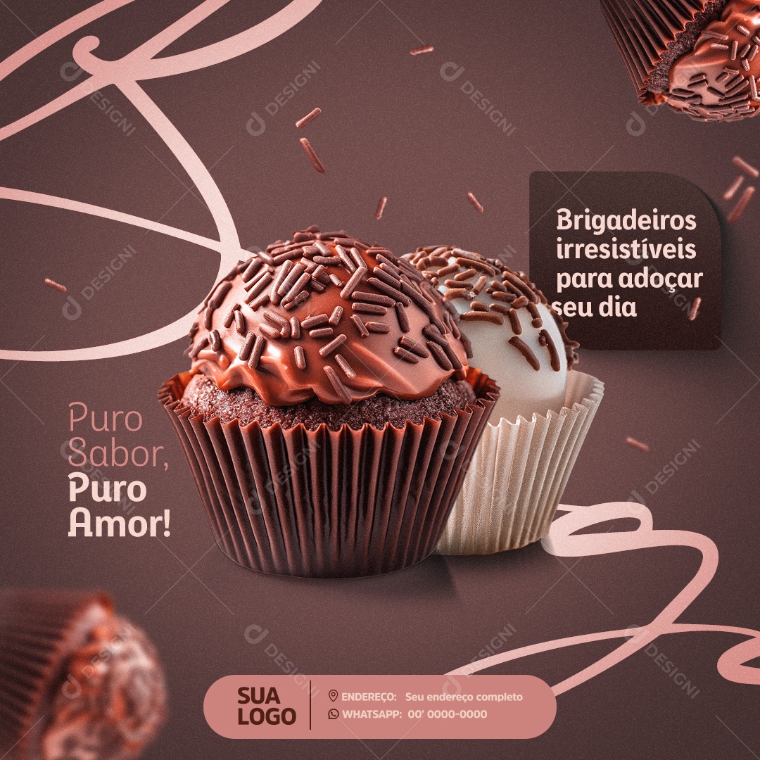 Confeitaria Brigadeiros Irressistiveis Social Media PSD Editável