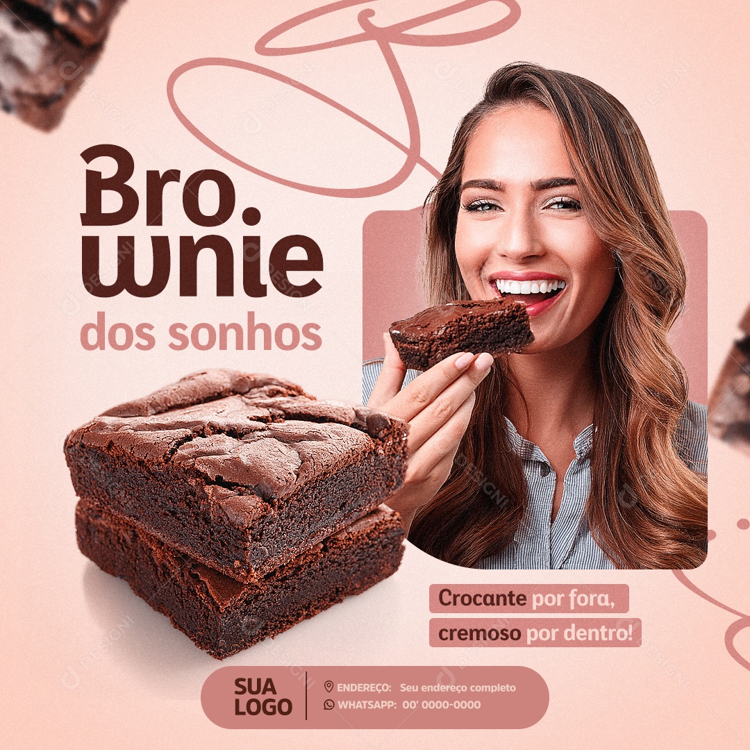 Confeitaria Brownie Dos Sonhos Social Media PSD Editável