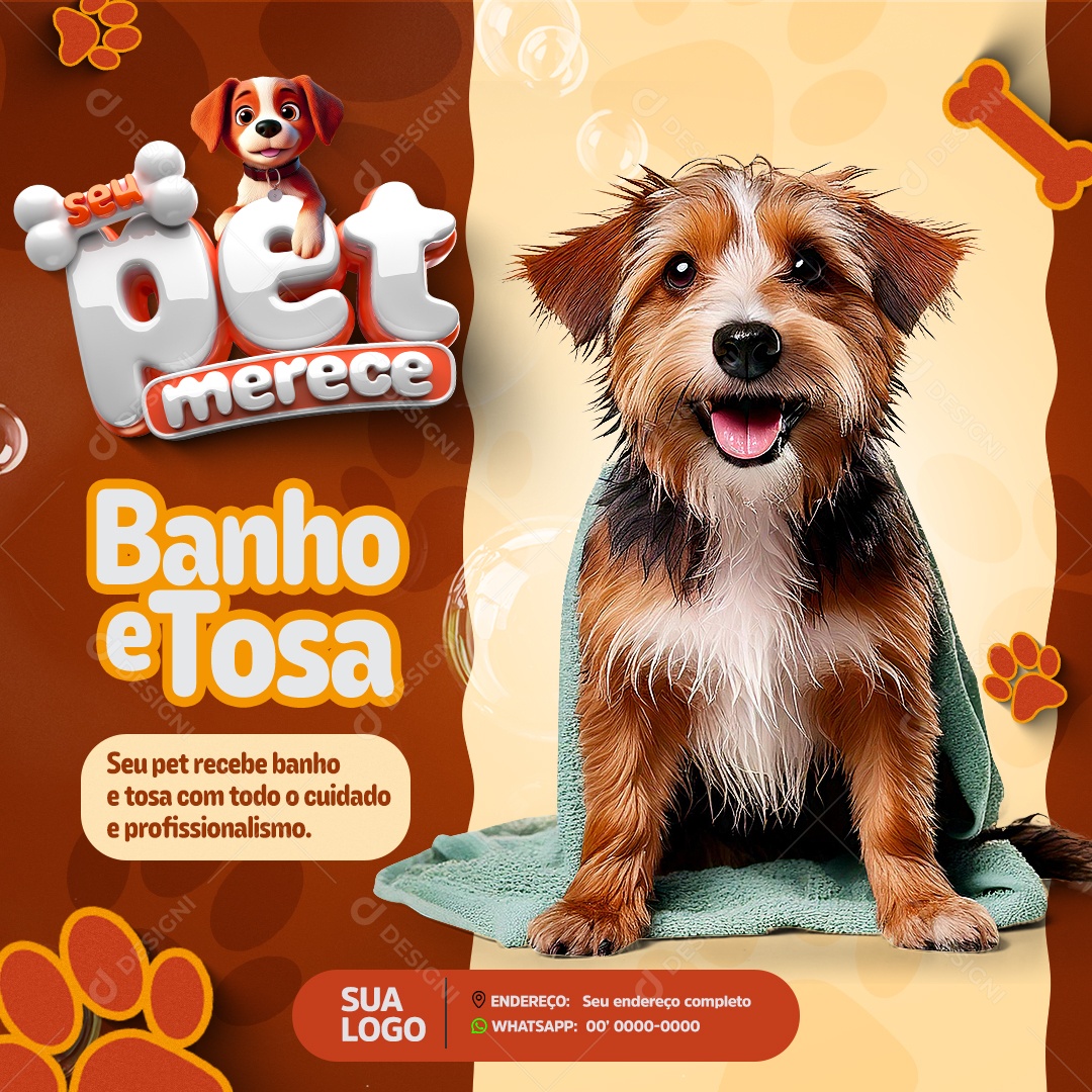 Pet Shop PetMreceBanho e Tosa Social Media PSD Editável