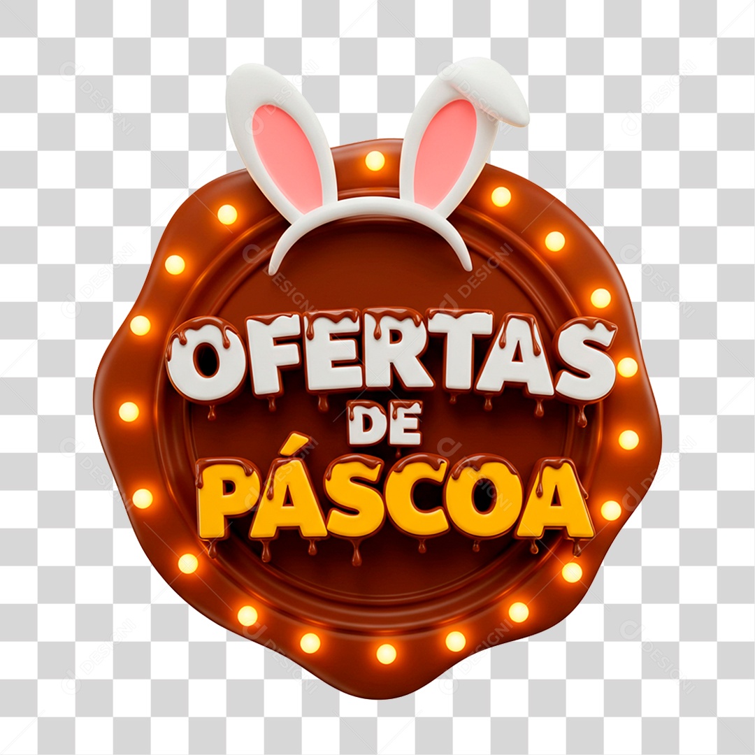 Selo 3D Páscoa de Ofertas PNG Transparente