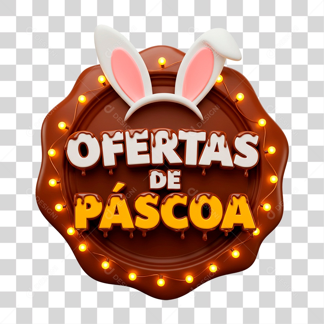 Selo 3D Páscoa de Ofertas PNG Transparente