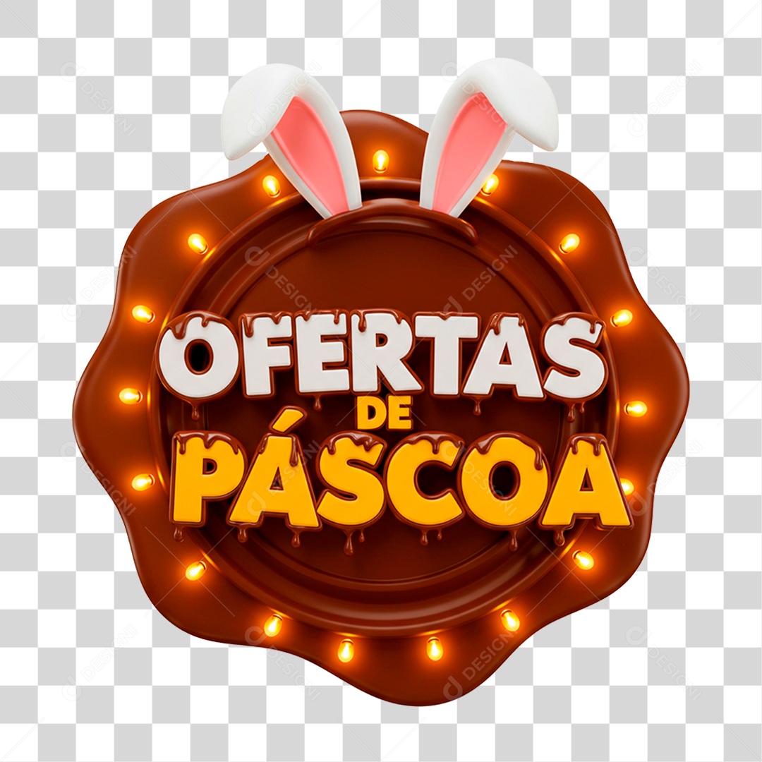 Selo 3D Ofertas de Páscoa PNG Transparente